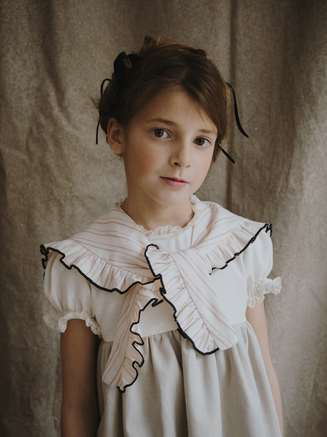 6.0 VESTIDO PAÑOLETA COT. TOSTADO Y RAYAS