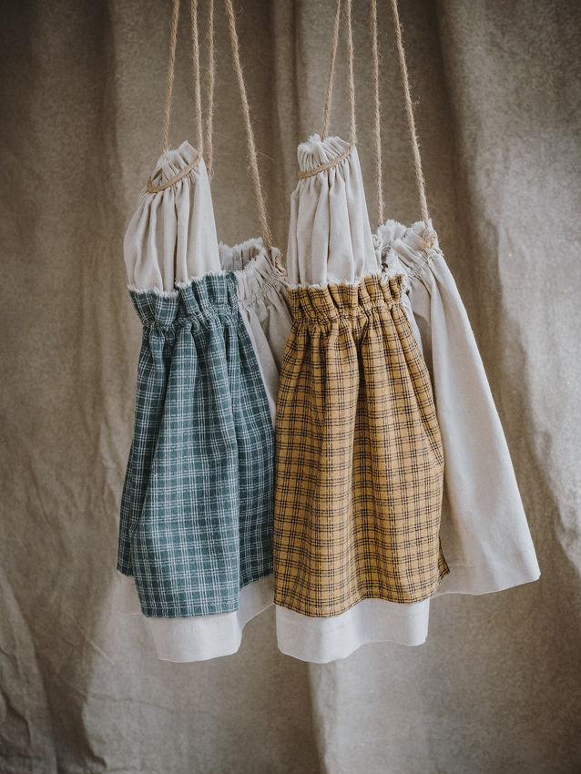 DELANTAL PACA coton tostado y escocés