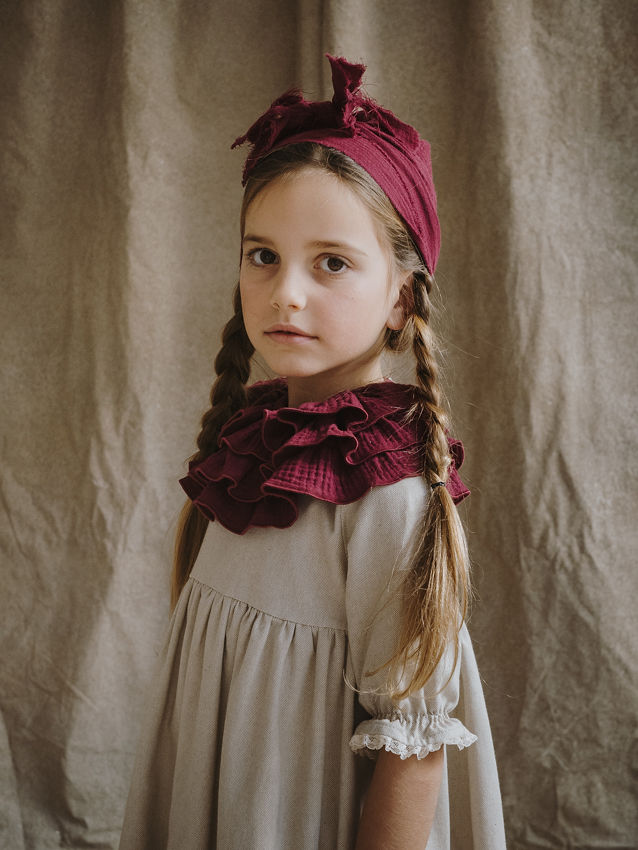 VESTIDO TRINIDAD LARGO M/F cotton tostado con colores algodón (sin cintas)