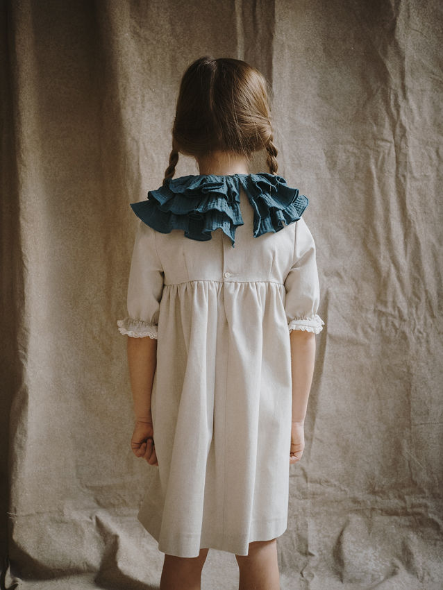 VESTIDO TRINIDAD CORTO M/F cotton tostado con colores algodón (sin cintas)