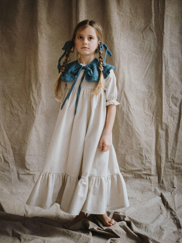 VESTIDO LARGO 2 OREJAS. COTTON TOSTADO M/F CON ALGODON